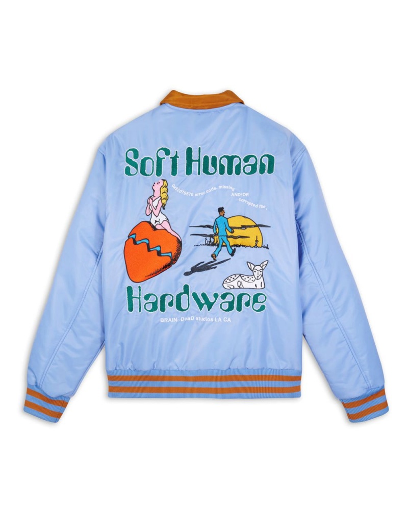 Blue Brain Dead Human Hardware Satin Jacket | AU 0538271-VD