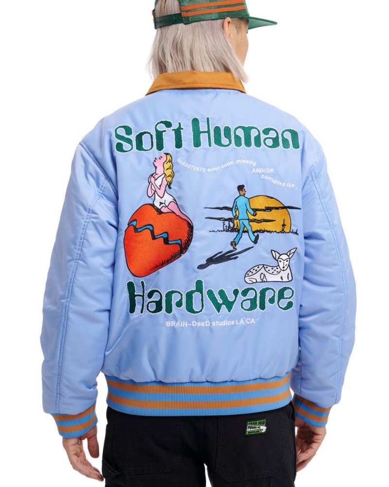 Blue Brain Dead Human Hardware Satin Jacket | AU 0538271-VD