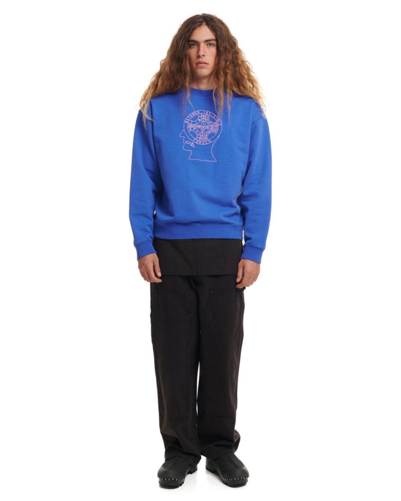 Blue Brain Dead Invisible Forces Crewneck Sweatshirt | AU 5879063-ZW