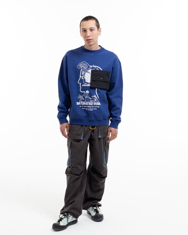 Blue Brain Dead Saturated Voids Crewneck Sweatshirt | AU 9807415-HB