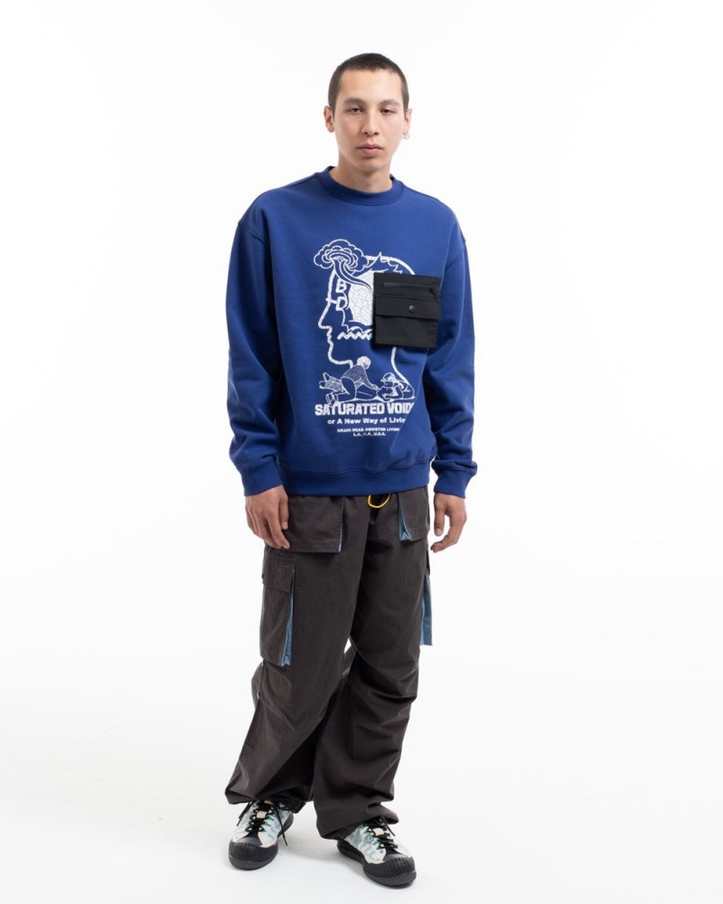 Blue Brain Dead Saturated Voids Crewneck Sweatshirt | AU 9807415-HB