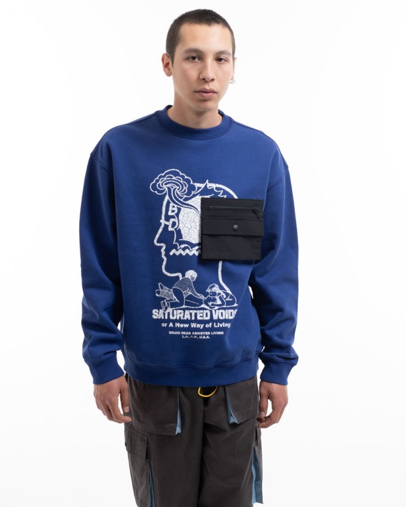 Blue Brain Dead Saturated Voids Crewneck Sweatshirt | AU 9807415-HB