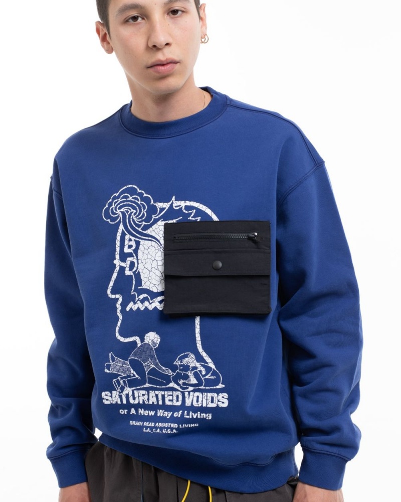 Blue Brain Dead Saturated Voids Crewneck Sweatshirt | AU 9807415-HB