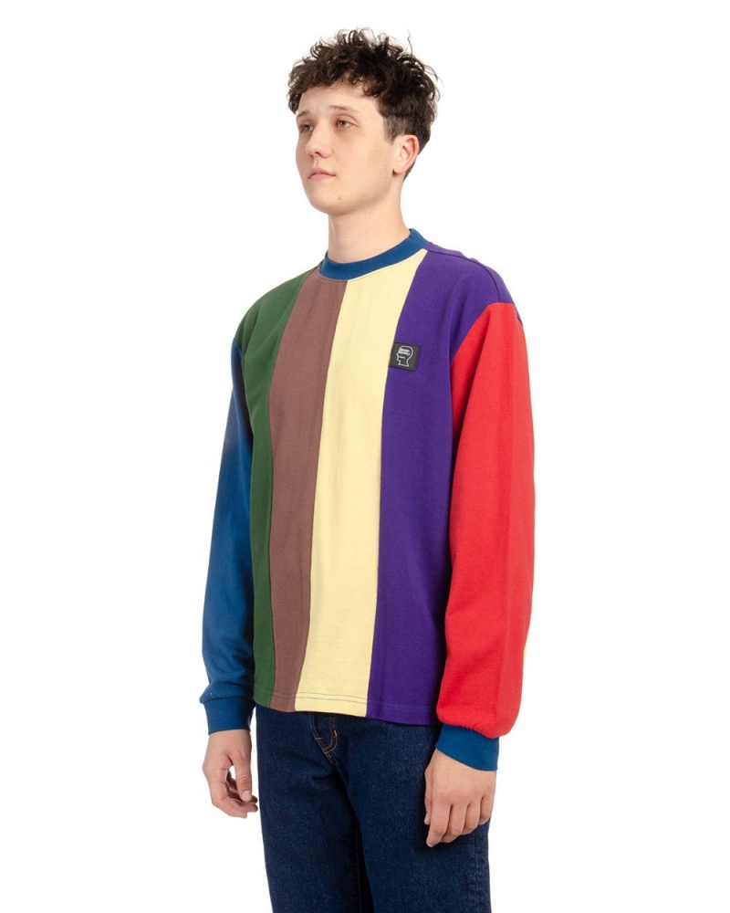 Blue Brain Dead Vet Paneled Mock Neck Long Sleeve T-Shirt | AU 1692850-AB