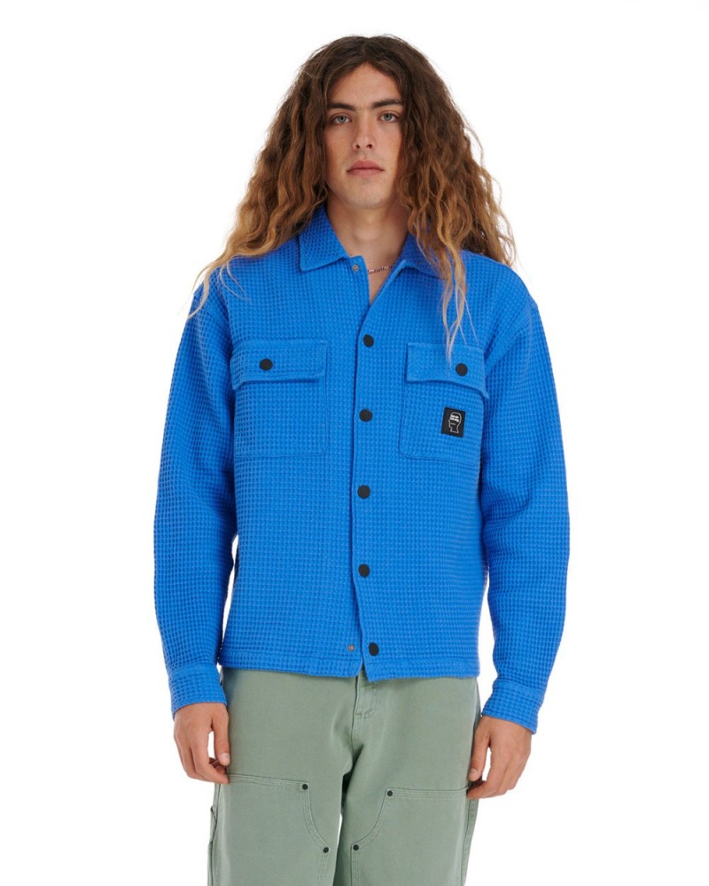 Blue Brain Dead Waffle Snap Front Shirt | AU 8135769-DH