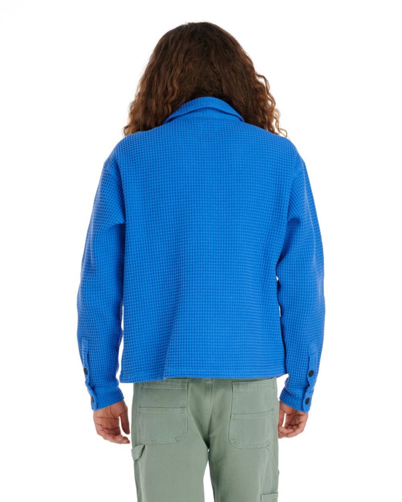 Blue Brain Dead Waffle Snap Front Shirt | AU 8135769-DH