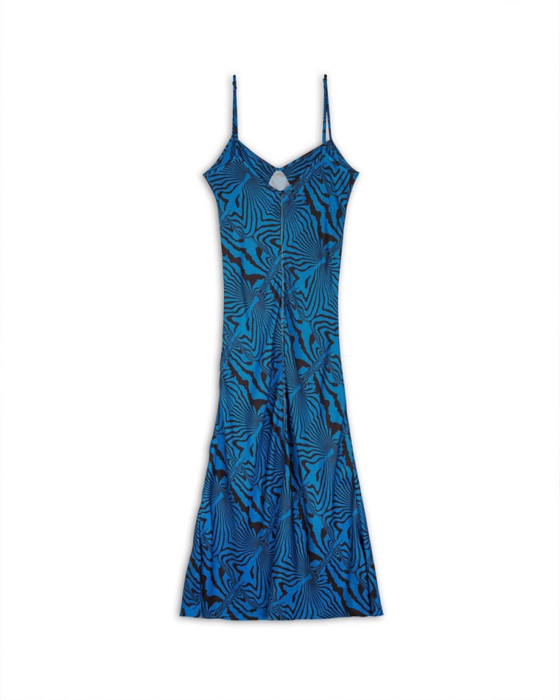 Blue Brain Dead Warped Zebra Slip Dress | AU 5903762-DN