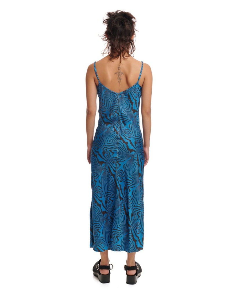 Blue Brain Dead Warped Zebra Slip Dress | AU 5903762-DN