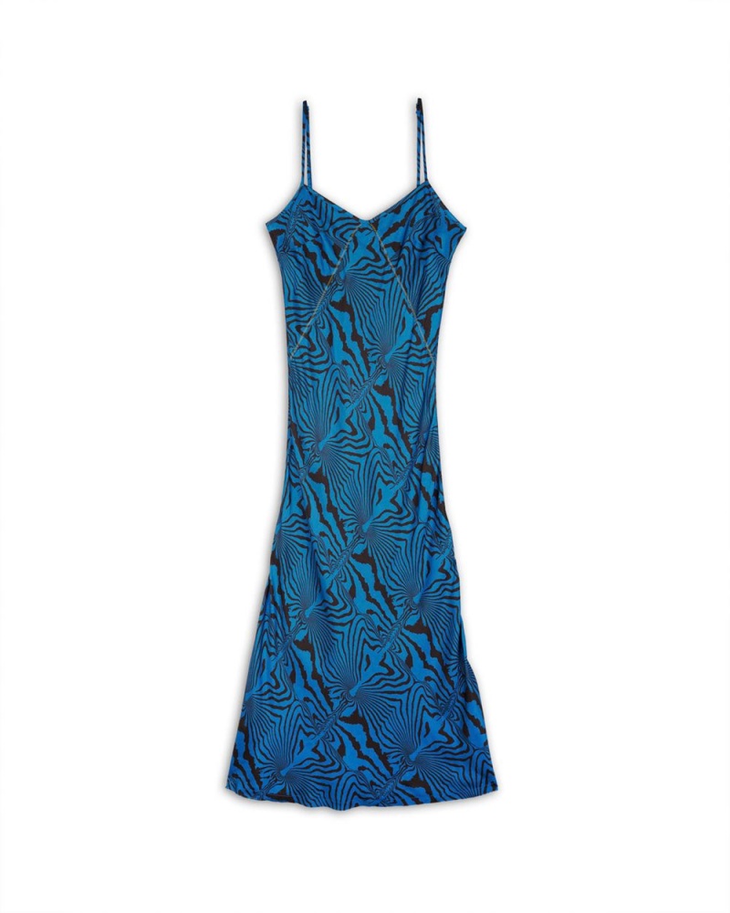 Blue Brain Dead Warped Zebra Slip Dress | AU 5903762-DN