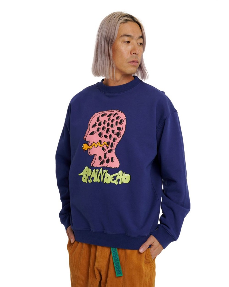 Blue Brain Dead Worm Hole Crewneck Sweatshirt | AU 2985630-CP