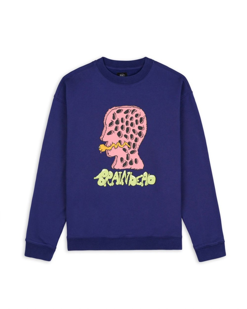 Blue Brain Dead Worm Hole Crewneck Sweatshirt | AU 2985630-CP