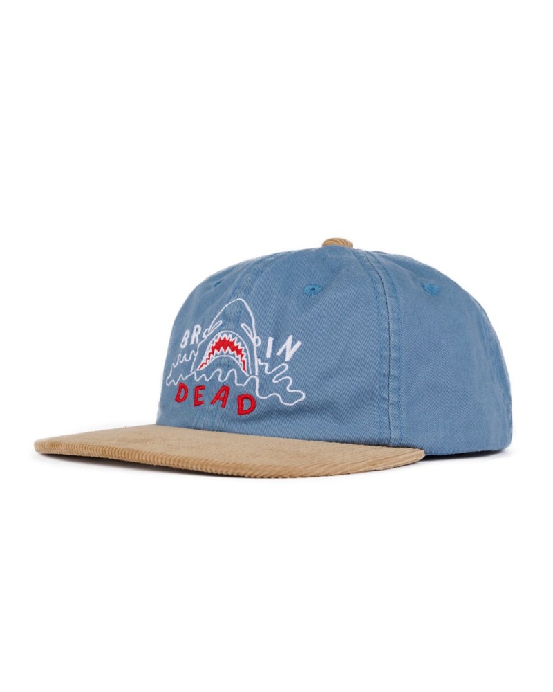 Blue Khaki Brain Dead Shark Attack 6 Panel Hat | AU 8103629-CV