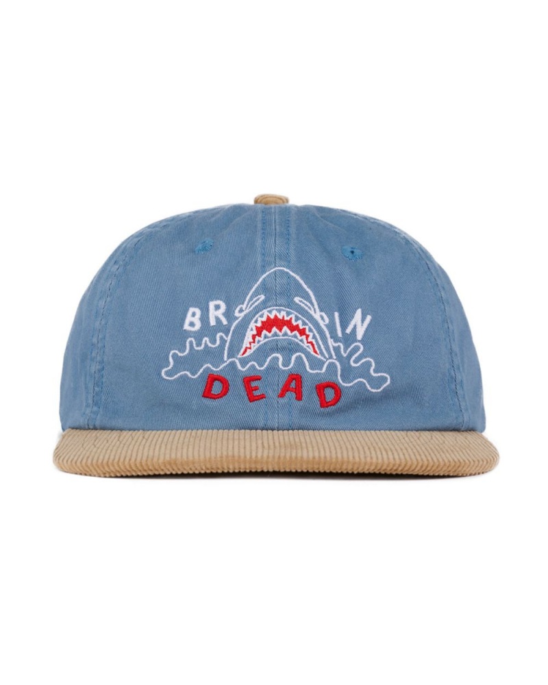 Blue Khaki Brain Dead Shark Attack 6 Panel Hat | AU 8103629-CV