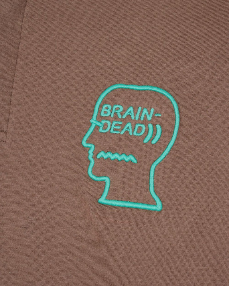 Brown Brain Dead 3d Embroidered Logohead Rugby Shirt | AU 4125309-ZY