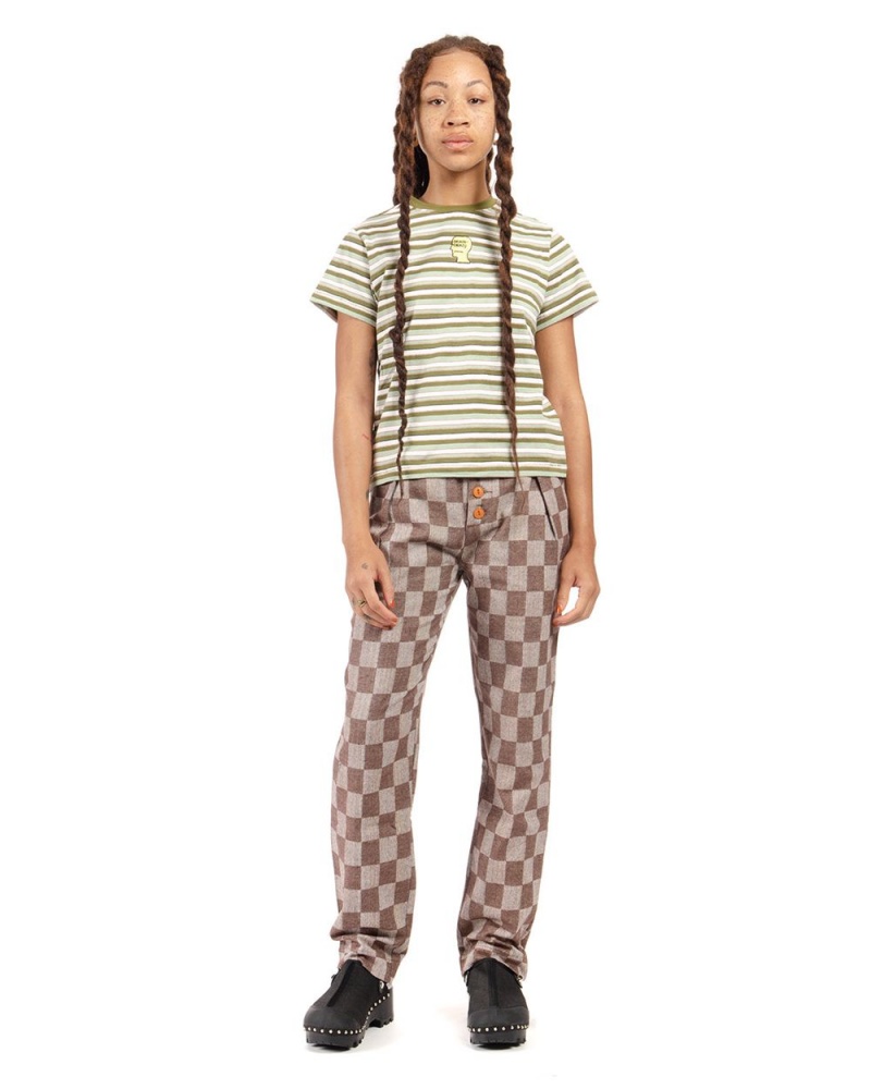 Brown Brain Dead Checkered Pleated Pant | AU 5027689-LX