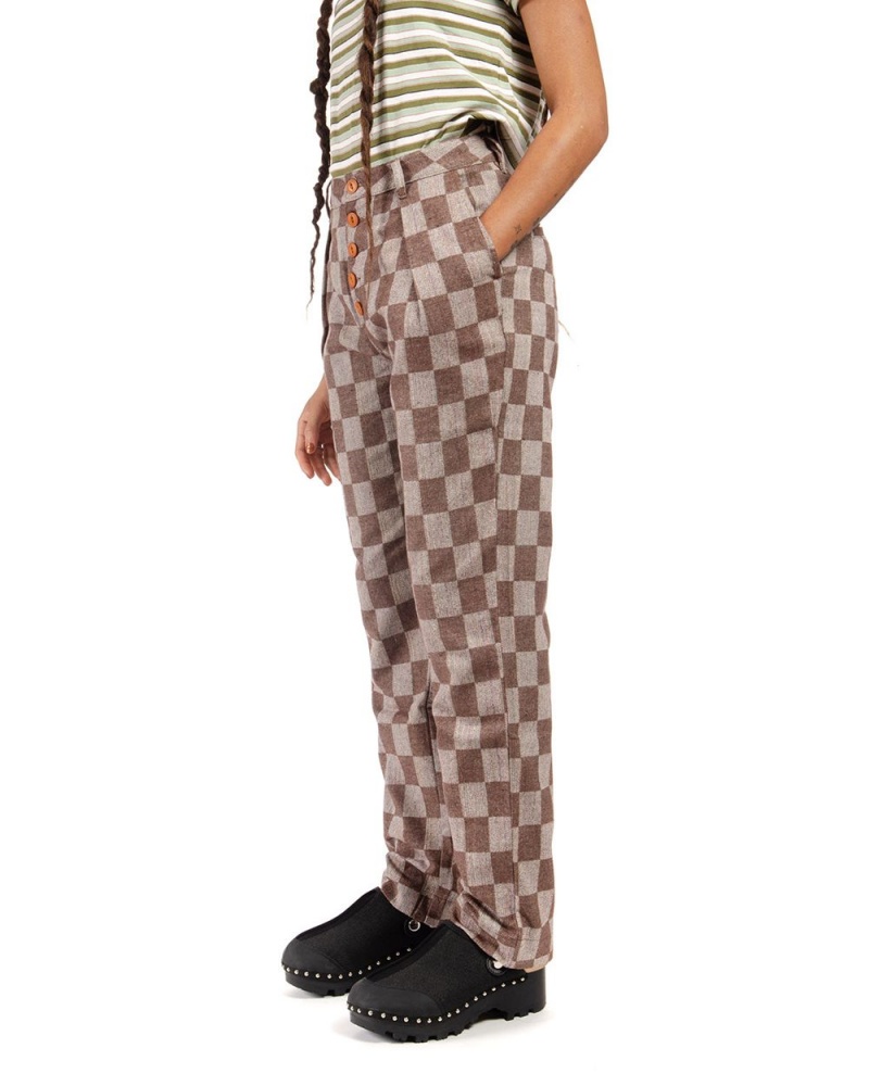 Brown Brain Dead Checkered Pleated Pant | AU 5027689-LX