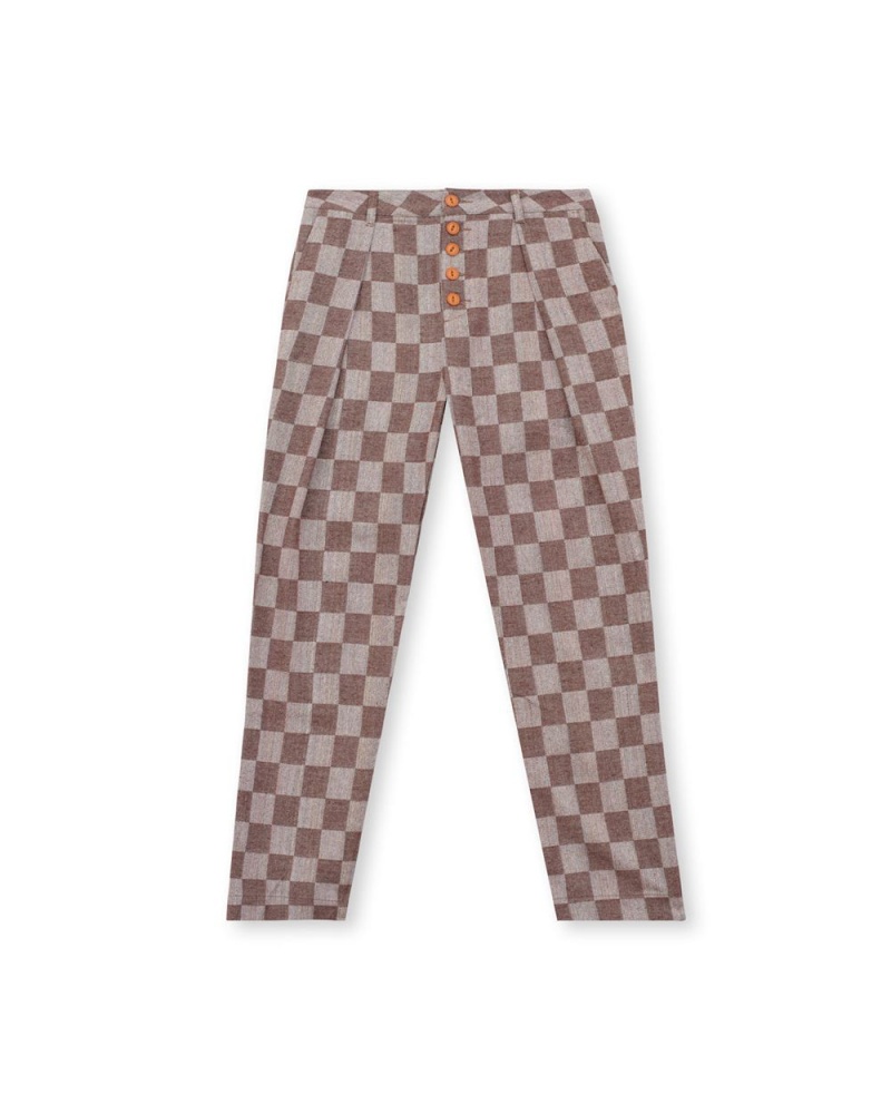 Brown Brain Dead Checkered Pleated Pant | AU 5027689-LX