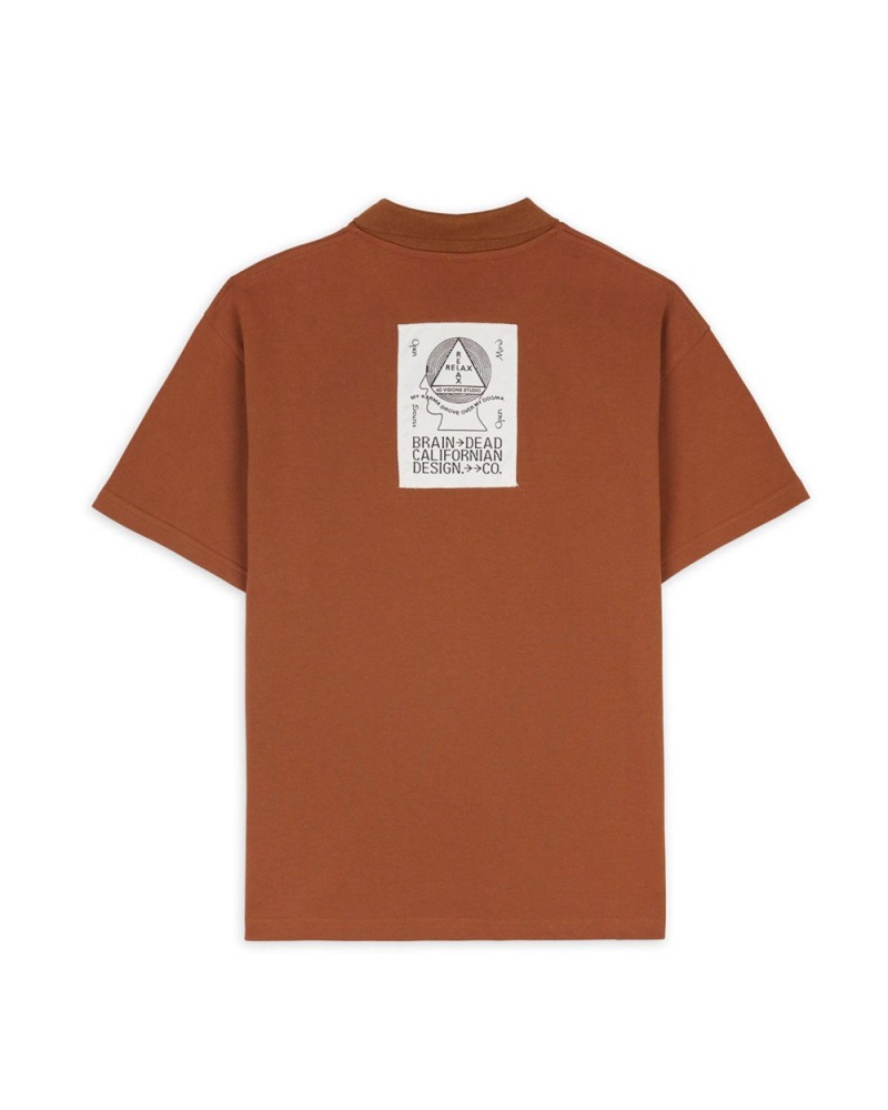 Brown Brain Dead Dogma Half Zip Polo Shirt | AU 0186497-ZR