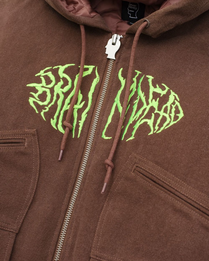 Brown Brain Dead Headbanger Hooded Field Jacket | AU 4256089-NF