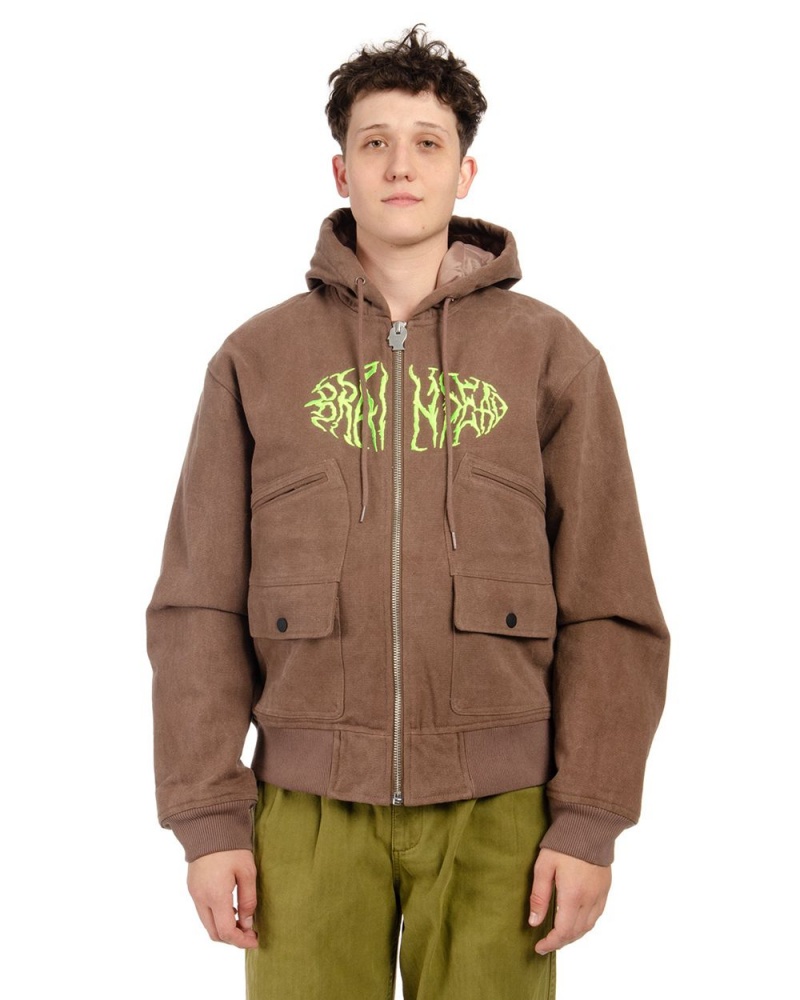 Brown Brain Dead Headbanger Hooded Field Jacket | AU 4256089-NF