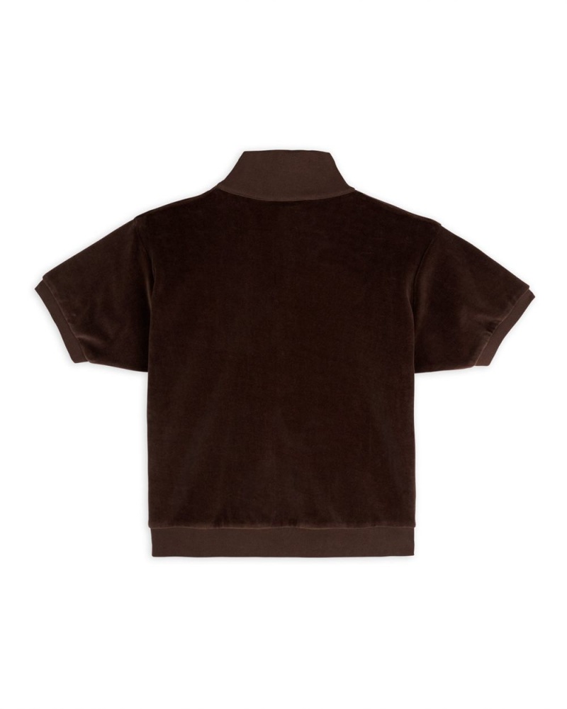 Brown Brain Dead Linked Short Sleeve Mock Neck Shirt | AU 4825961-HX