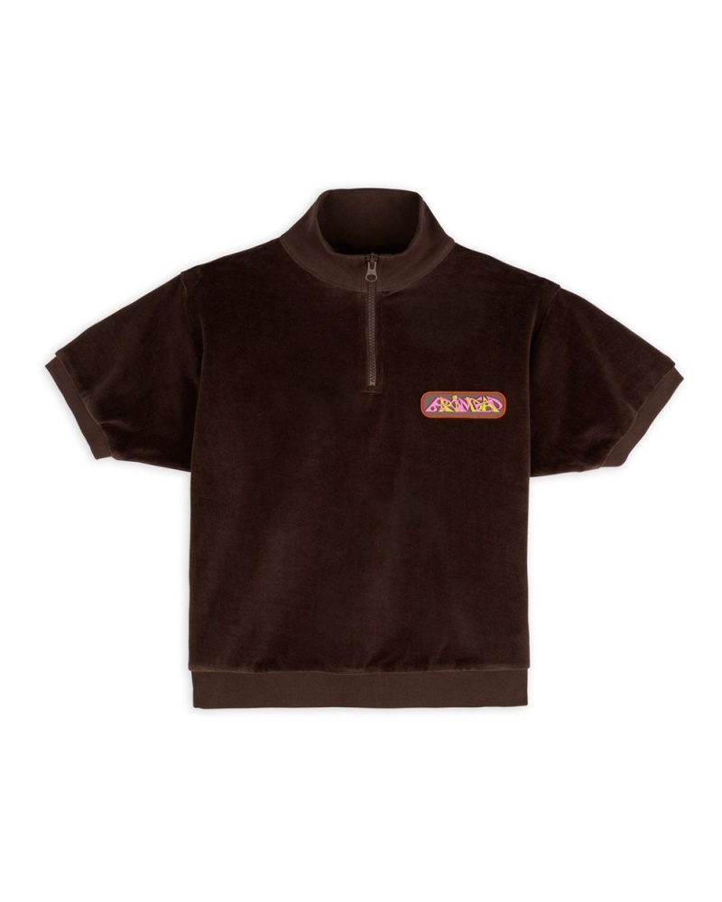 Brown Brain Dead Linked Short Sleeve Mock Neck Shirt | AU 4825961-HX