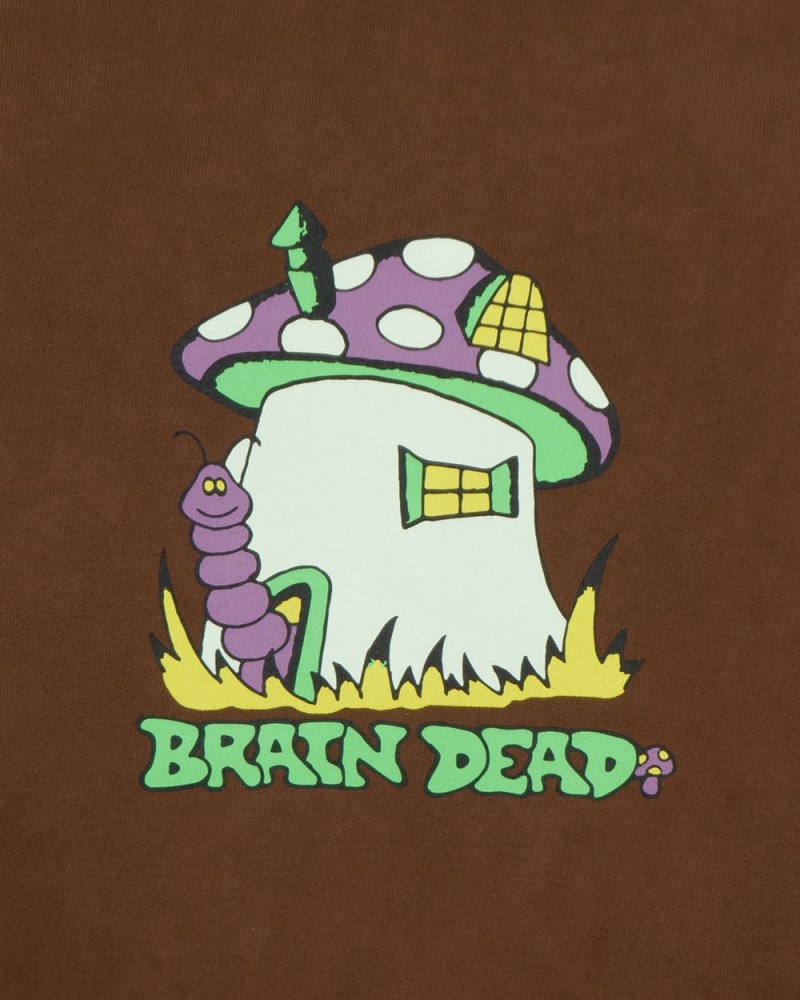 Brown Brain Dead Mushroom House Crewneck Sweatshirt | AU 9025371-BG