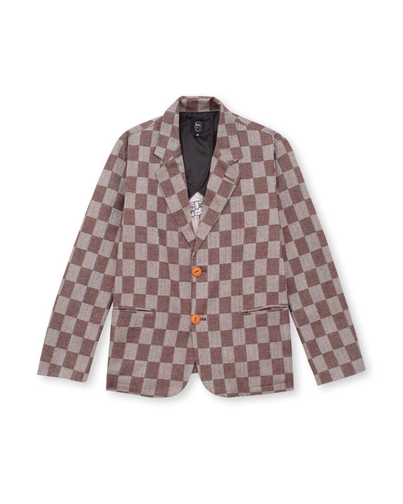 Brown Brain Dead Sleight Of Hand Checkered Blazer Jacket | AU 4563028-TE