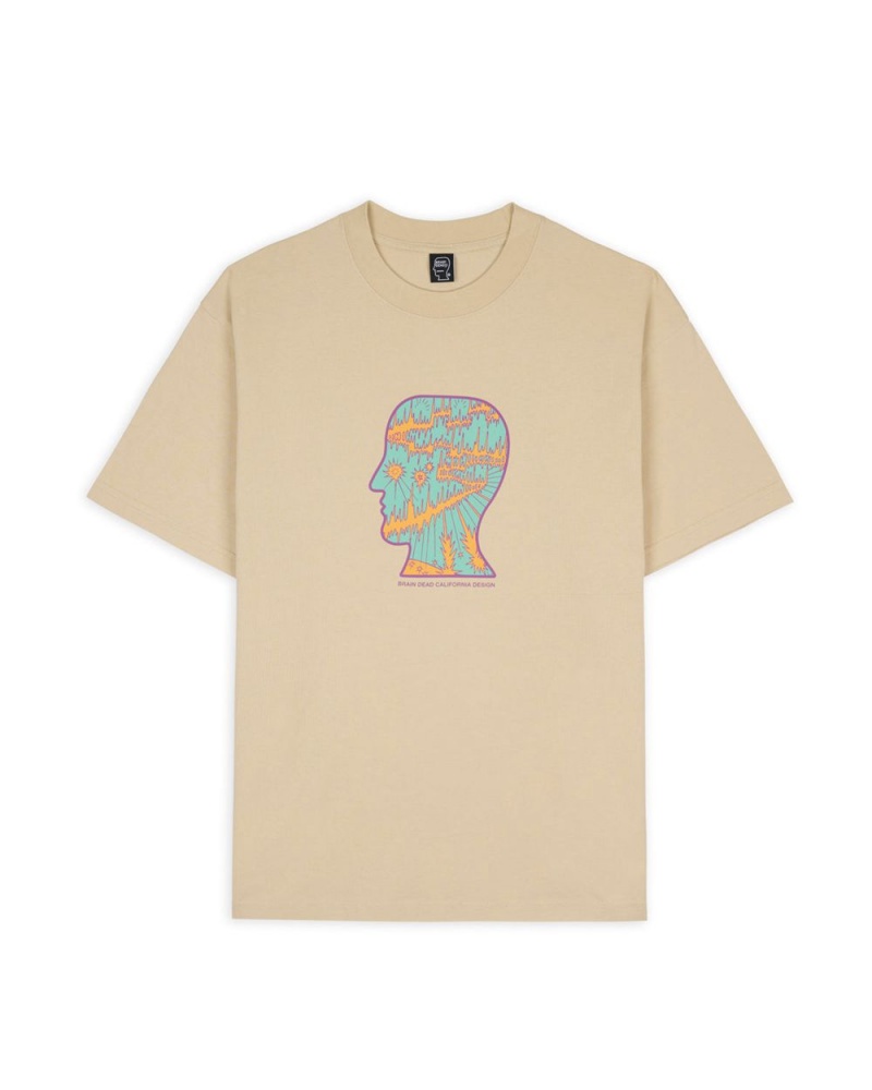 Brown Brain Dead Split Planes T-Shirt | AU 0896423-VD