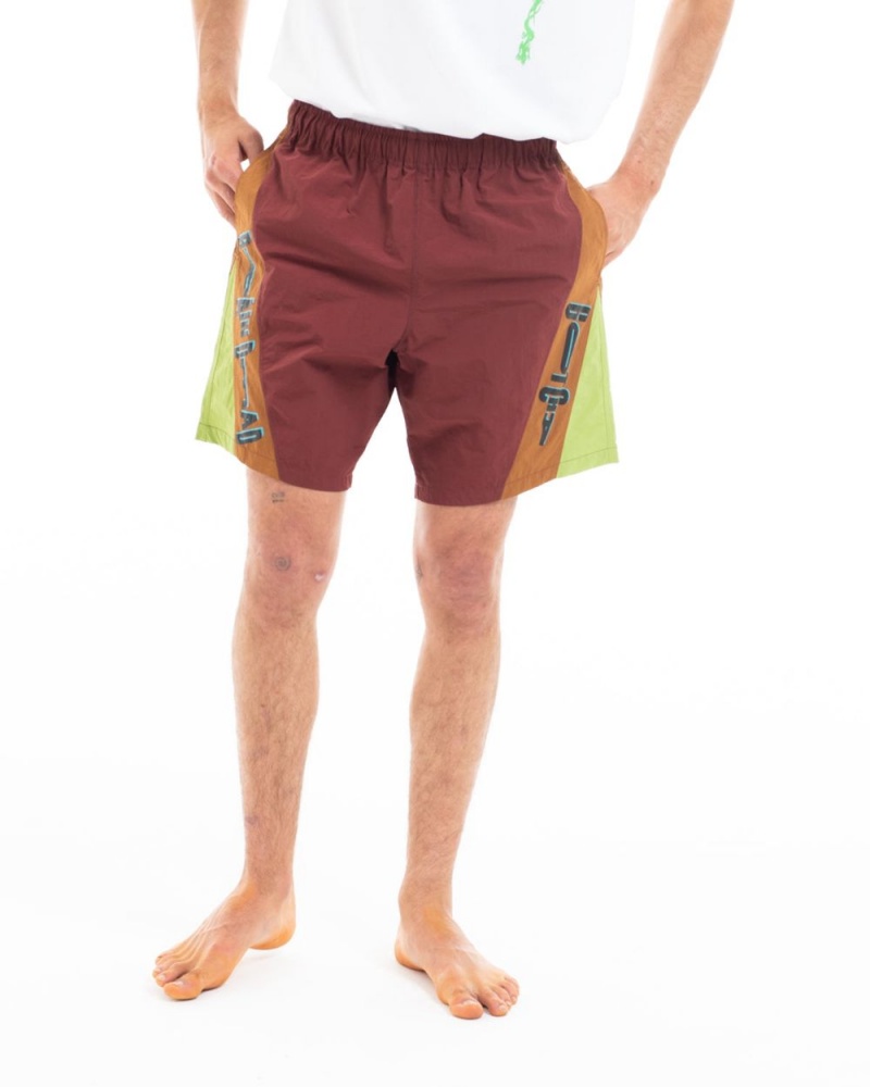 Brown Brain Dead X Gotcha Contrast Paneled Trunk Shorts | AU 6108594-BF