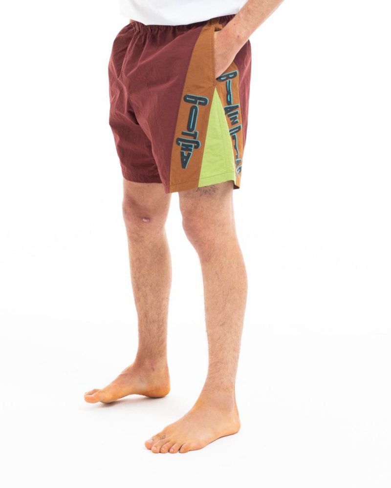 Brown Brain Dead X Gotcha Contrast Paneled Trunk Shorts | AU 6108594-BF