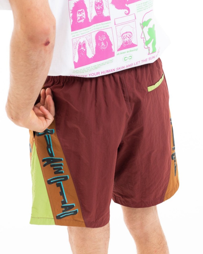 Brown Brain Dead X Gotcha Contrast Paneled Trunk Shorts | AU 6108594-BF