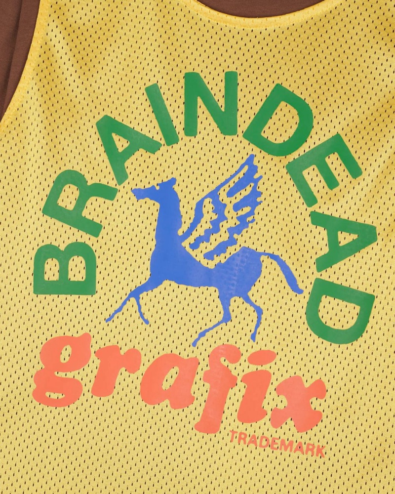 Brown Yellow Brain Dead Grafix Team Jersey T-Shirt | AU 9604285-OM