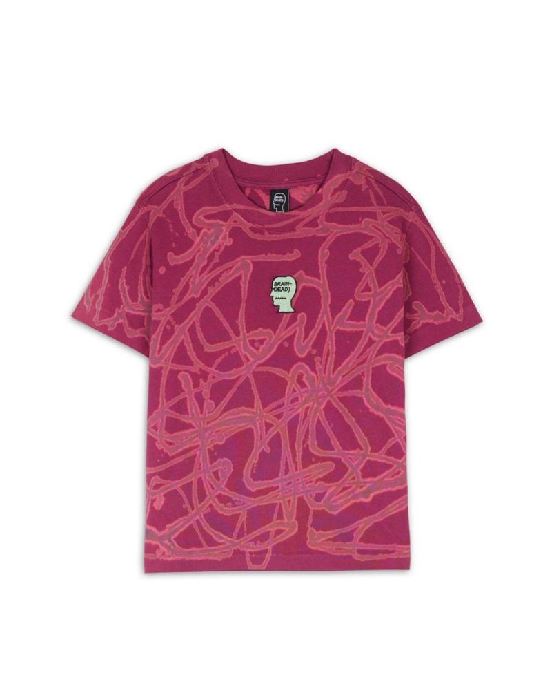 Burgundy Brain Dead Barbed Wire Baby Tee T-Shirt | AU 2680391-IP