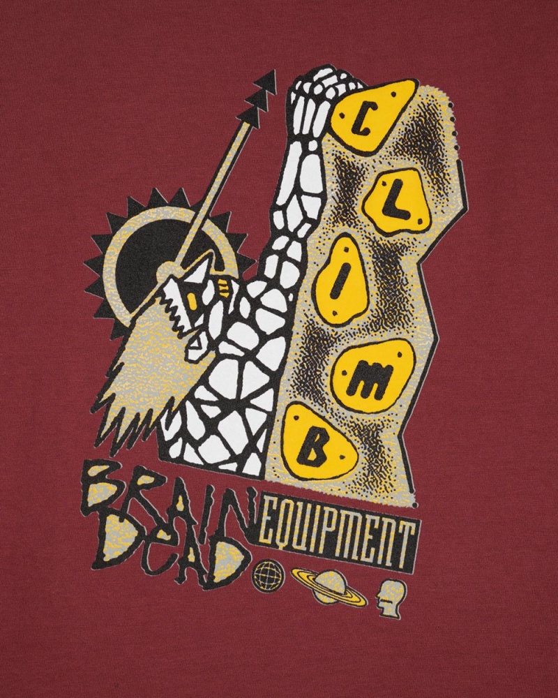 Burgundy Brain Dead Biomechanic Bouldering T-Shirt | AU 3742091-ZD