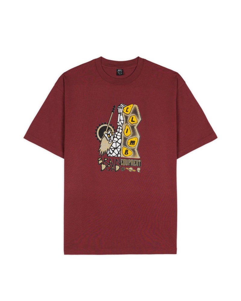 Burgundy Brain Dead Biomechanic Bouldering T-Shirt | AU 3742091-ZD