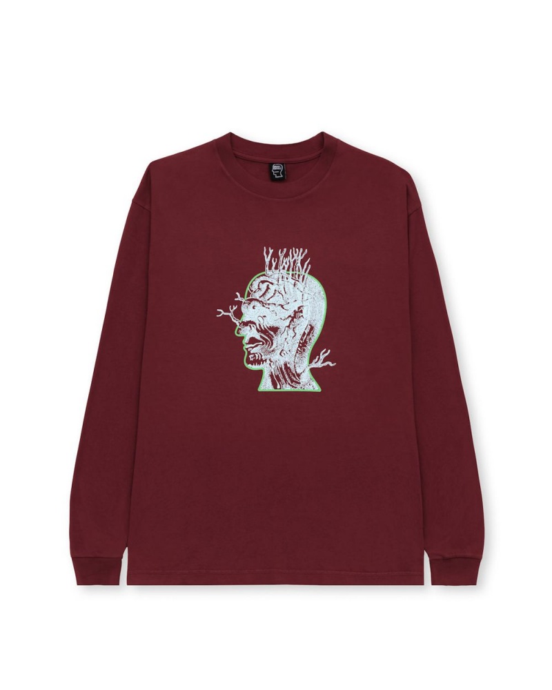 Burgundy Brain Dead Brain Roots Long Sleeve T-Shirt | AU 5934718-AW