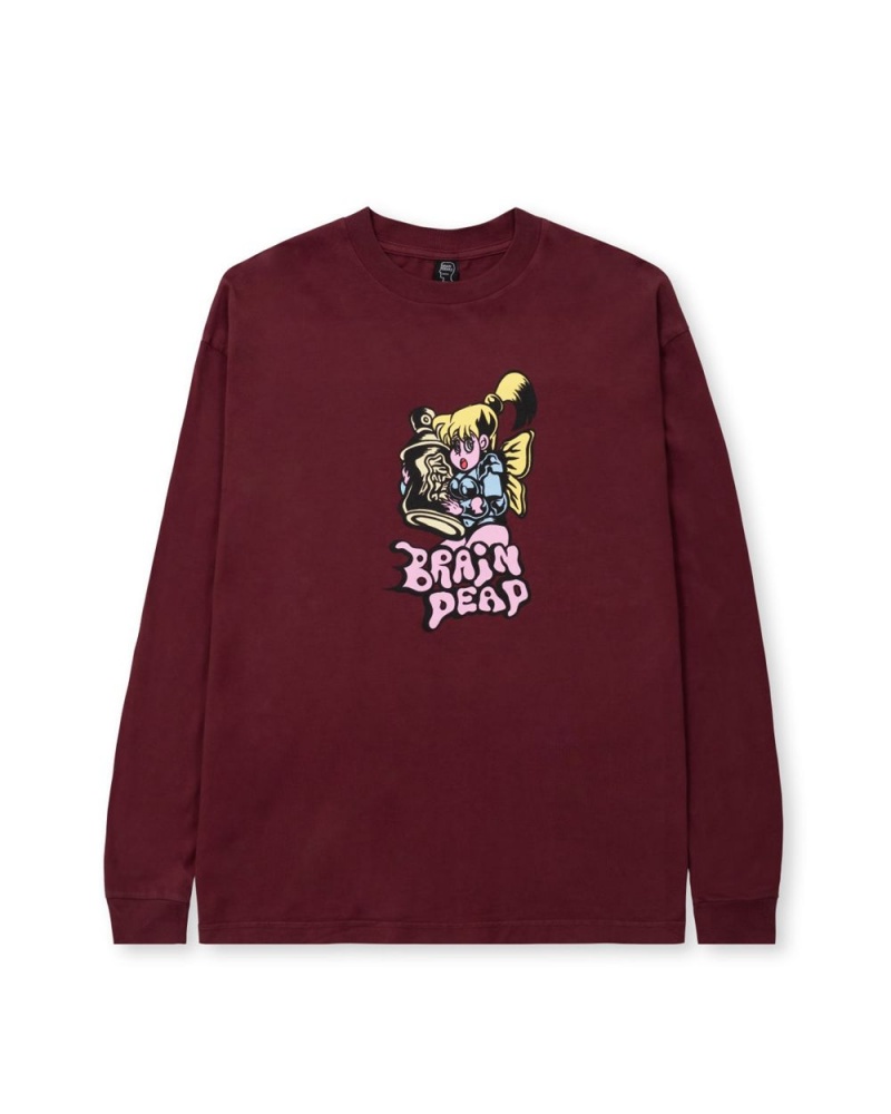 Burgundy Brain Dead Bubblegum Shorty Long Sleeve T-Shirt | AU 0456197-ZF