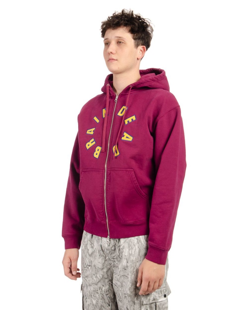 Burgundy Brain Dead Collegiate Zip Up Hoodie | AU 0287964-SR