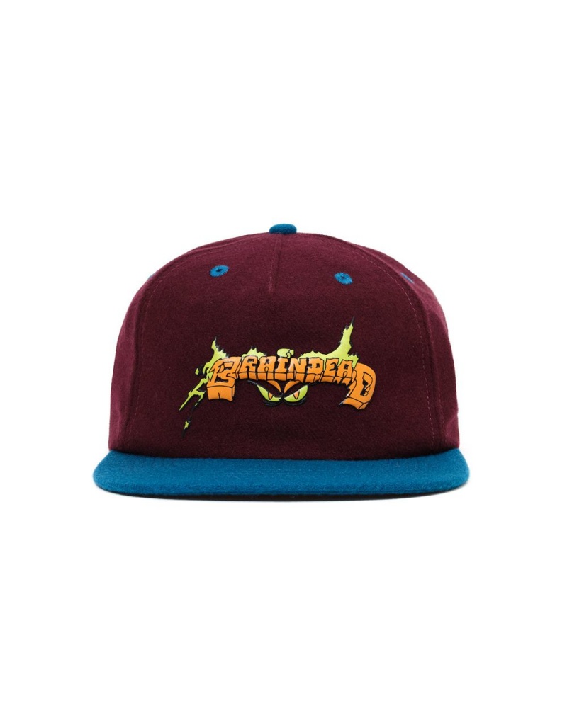 Burgundy Brain Dead Evil Eyes Wool Five Panel Hat | AU 0382579-OX