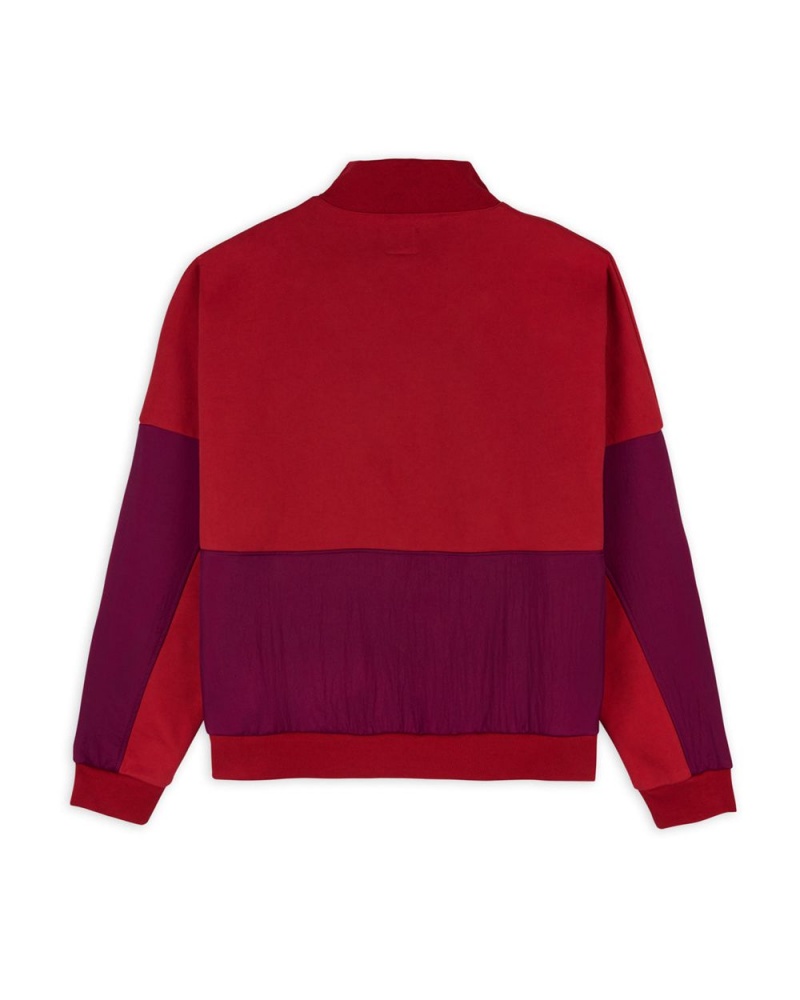 Burgundy Brain Dead Gastromaniac Overlay Half Zip Fleece Sweater | AU 3850241-IF