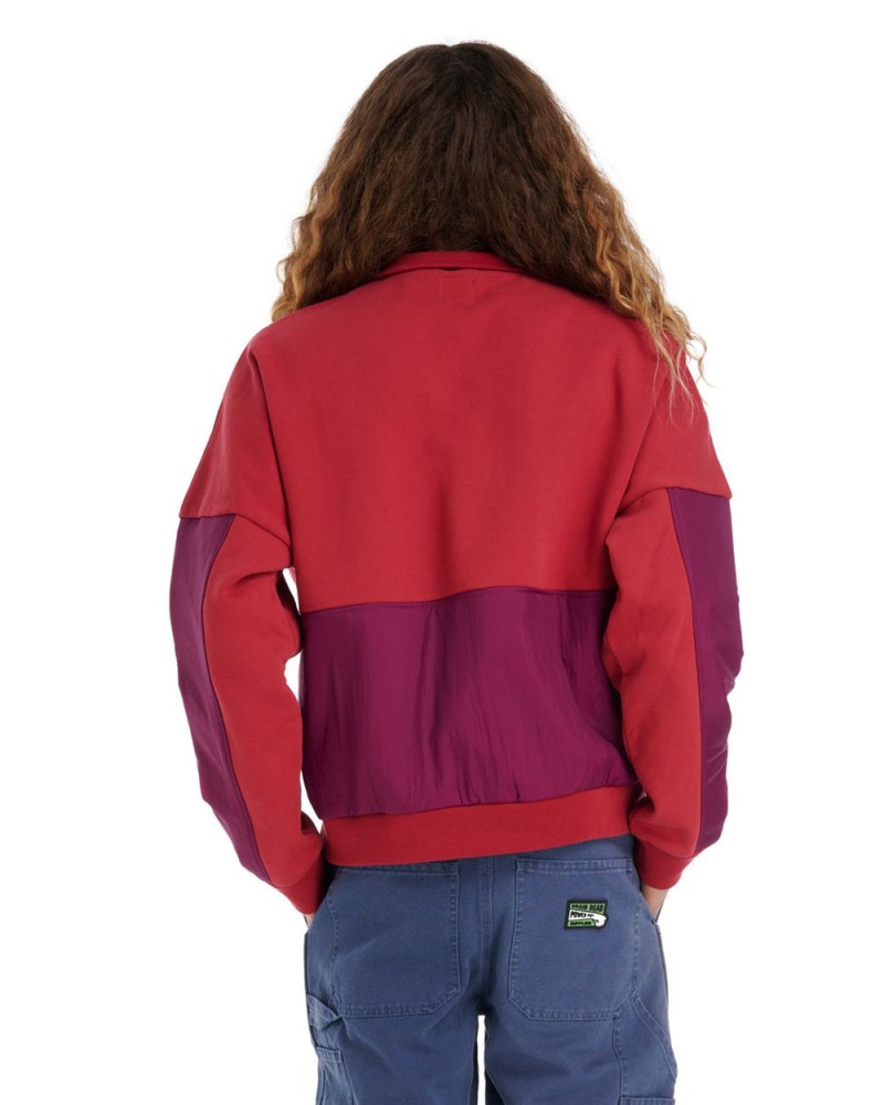 Burgundy Brain Dead Gastromaniac Overlay Half Zip Fleece Sweater | AU 3850241-IF