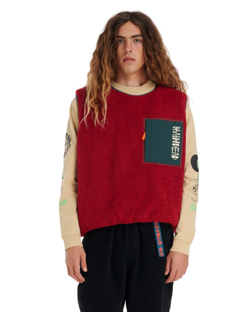 Burgundy Brain Dead Ghost Sherpa Vest | AU 8905274-OA