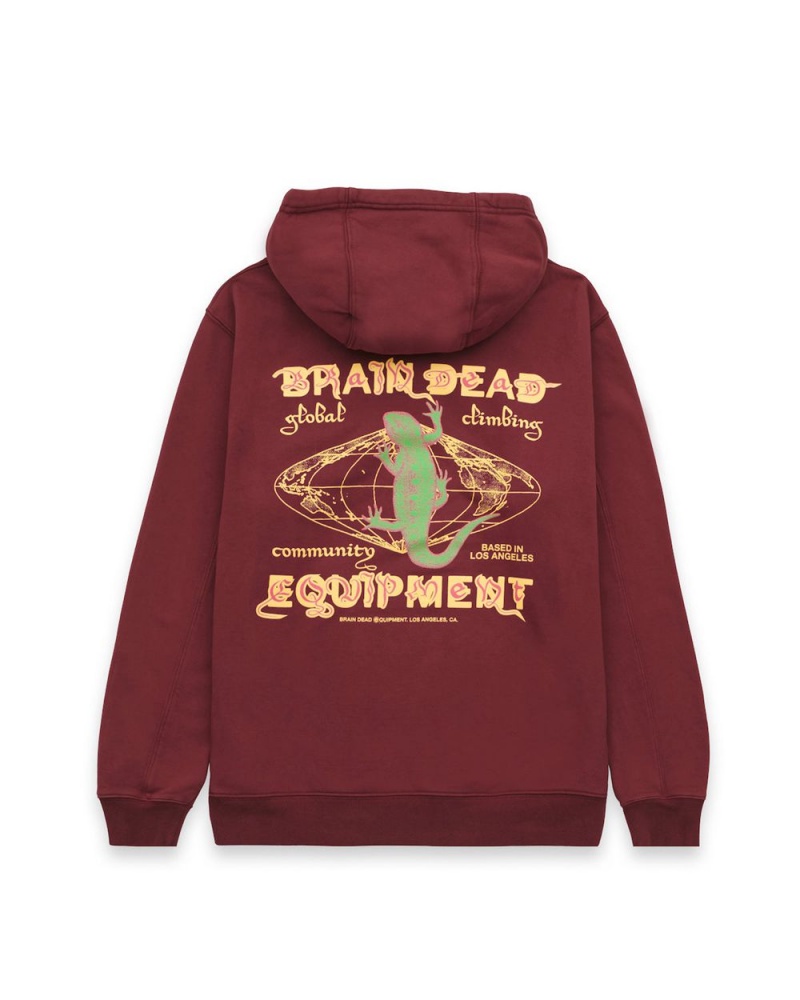 Burgundy Brain Dead Global Climbing Community Hoodie | AU 8536192-MH