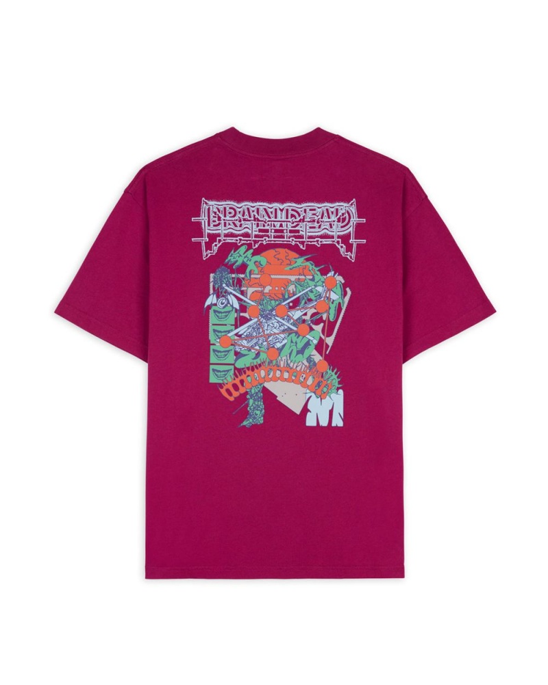 Burgundy Brain Dead Helicopter T-Shirt | AU 2170485-KR