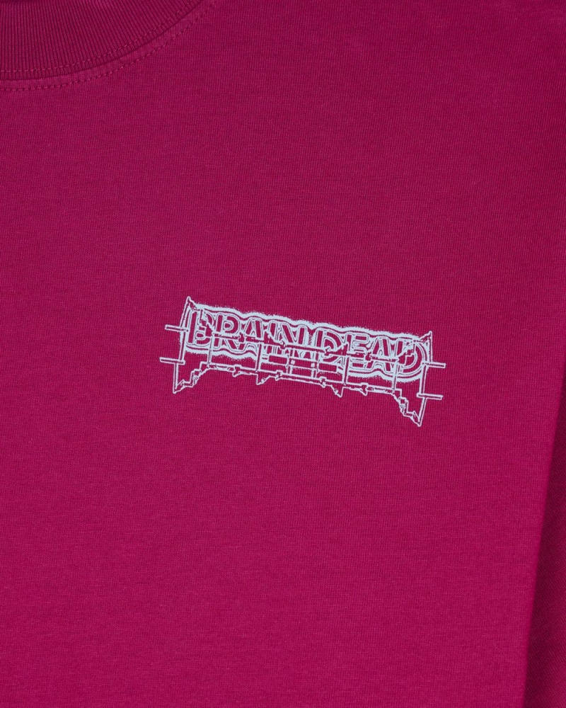 Burgundy Brain Dead Helicopter T-Shirt | AU 2170485-KR