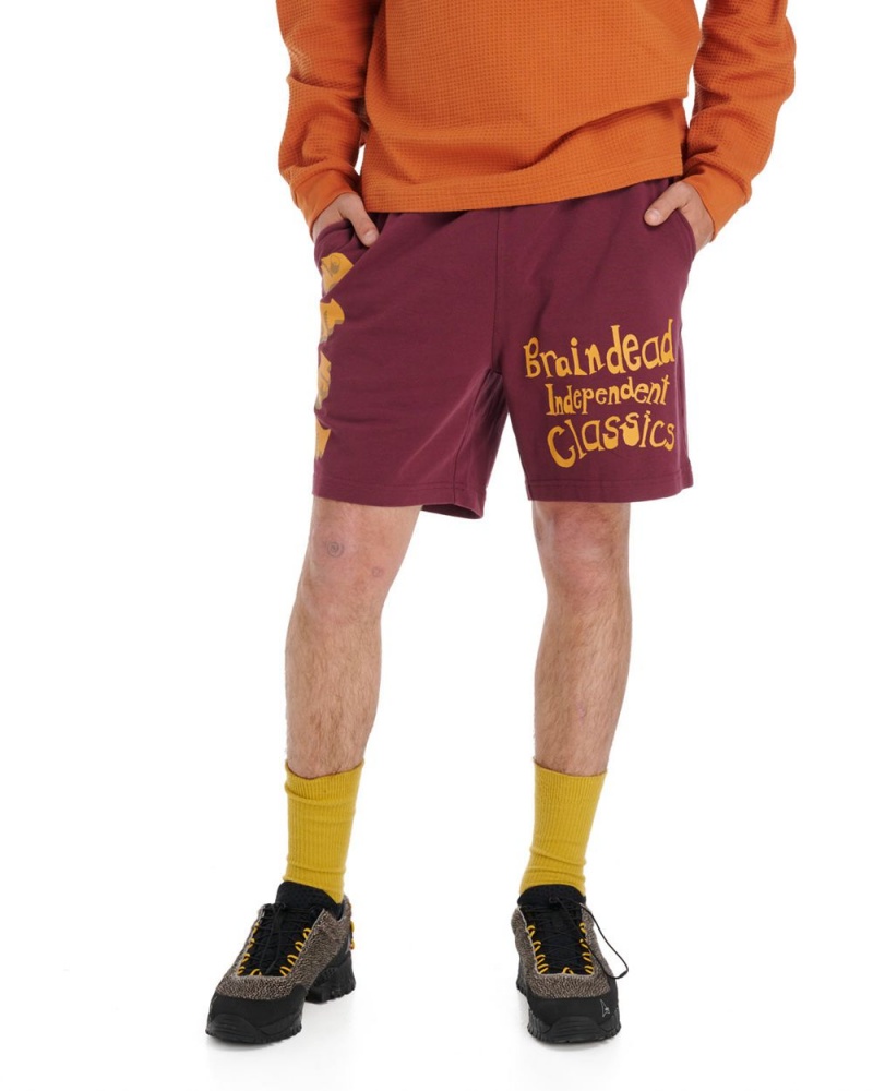 Burgundy Brain Dead Indie Classics Jersey Shorts | AU 6531248-EP