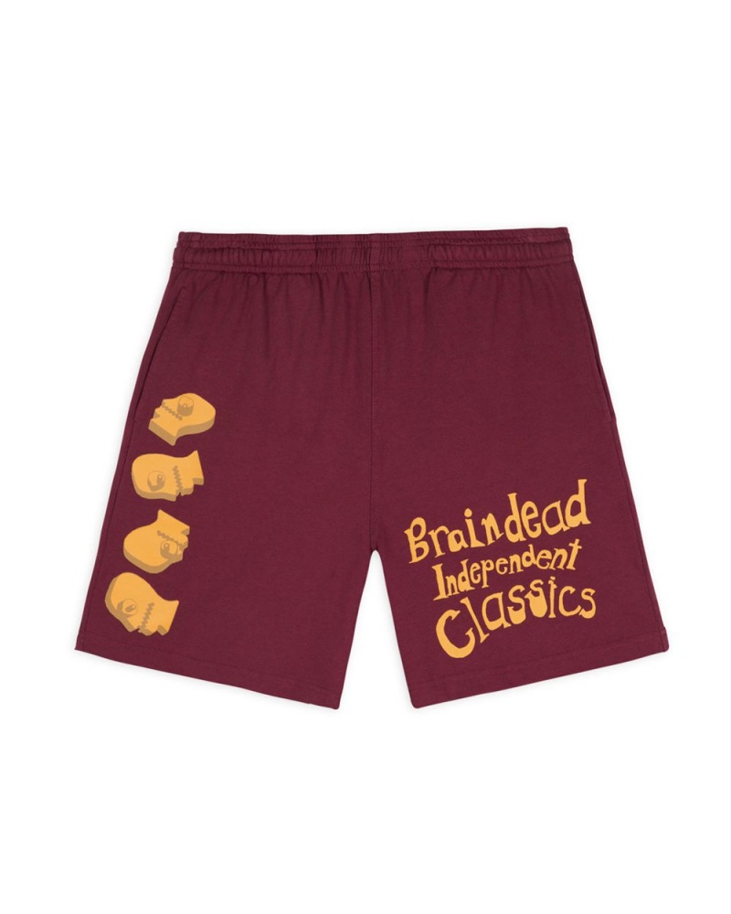 Burgundy Brain Dead Indie Classics Jersey Shorts | AU 6531248-EP