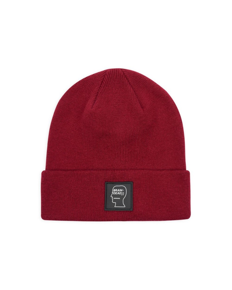 Burgundy Brain Dead Logo Head Wool Beanie | AU 7562143-KB