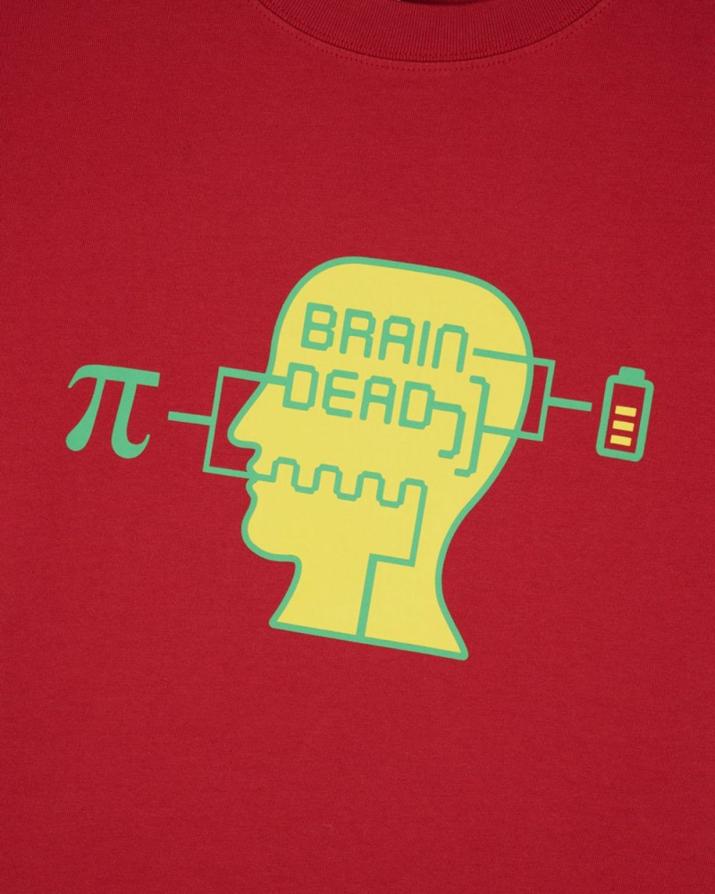 Burgundy Brain Dead Low Battery T-Shirt | AU 3912075-DV